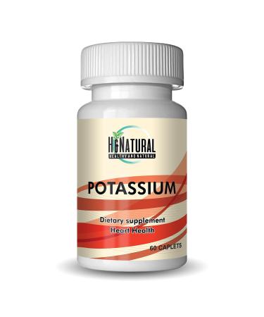 H&Natural Potassium Gluconate 99mg Supplement Potassium Capsules to Support Fluid Balance Energy and Muscles No Gluten 60 Caplets.
