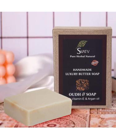 SVATV Handcrafted Ayurvedic Soap with Oudh & Vitamin E | Kosher & GMP Certified | Soothing Herbal Soap for All Skin Types - 125g - Buy Online on GoSupps.com