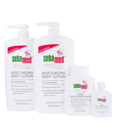 SEBAMED MOISTURIZING BODY LOTION WITH FACE & BODY WASH AND TRAVEL WASH