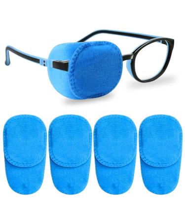 4 Pack Eye Patches for Kids Girls Boys, Right & Left Eye Patch for Glasses, Lazy Eye Patch for Children Treating Lazy Eye Amblyopia Strabismus and After Surgery (Blue)