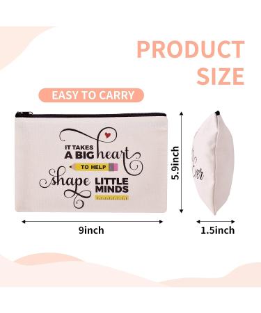 Hlonon 8 PCS Teacher Gifts Makeup Bags Set Teacher Appreciation Gift, Cosmetic Travel Carrying Case Pouch with Zipper, 2 Unique Designs, 9x6 Inch Beige - Buy Online on GoSupps.com