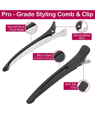 Hair Comb - Rat Tail Comb Fine Tooth Pin Tail Comb Sectioning Hairdressing Styling Cutting Parting Tails Comb With Metail Tail & 2 large Sectioning Hair Clips for Women Men Girls By HY DOT - Buy Online on GoSupps.com