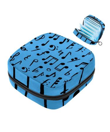 Women's binding-up bags Music notes Blue pattern ladies tampon storage bags zip pockets menstrual tied bags multi05