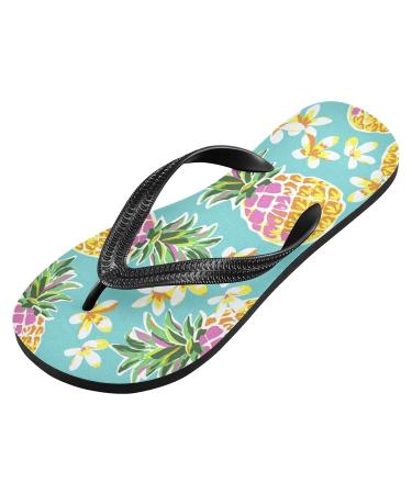Mnsruu Cute Pineapple Print Flip Flops - XL Comfortable Home Hotel Spa & Travel Sandals for Men & Women - Buy Online on GoSupps.com