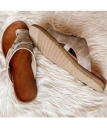 Women's Hallux Valgus Beach Sandal - Grey, Size 8 | Bunion Corrector & Plantar Fasciitis Relief | Retro Flat Slippers for Comfort & Toe Correction - Buy Online on GoSupps.com