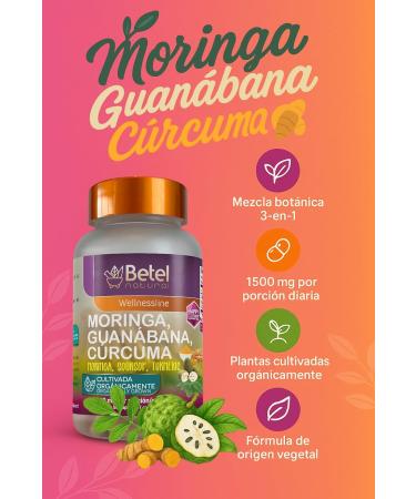 Betel Natural Premium Moringa Guanabana and Curcuma 3 Powerful Superfoods in 1-90 Capsules - Buy Online on GoSupps.com