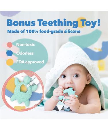 Liname Neutral Pacifier Clip with Teething Toy - 4 Pack Binky Holder Set for Boys & Girls - Mint Metal Clips - Baby Pacifier Holder and Teether Combo - Buy Online on GoSupps.com