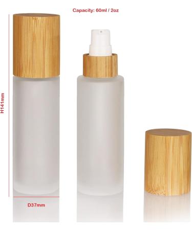 COSIDEA 6-Pack 60ml Frosted Glass Bottles with Bamboo Lids & Lotion Pump - Refillable Cosmetic Containers for Travel & Toiletries - Buy Online on GoSupps.com