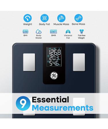 GE Smart Scale with LCD Display - Bluetooth Digital Bathroom Scale for Body Weight, BMI & More - Accurate Rechargeable Weight Scale (396 lbs) - Buy Online on GoSupps.com