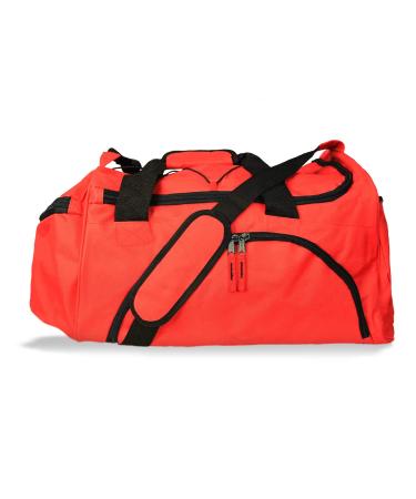 DALIX 24" The Dagger Basketball Duffle Bag Sports Shoe Ball Holder Duffel w Shoulder Strap and Water Bottle Holder Red-Black