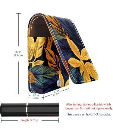 Buy Stylish Leather Lipstick Case Organizer with Mirror - Mini Lip Gloss Holder | Abstract Leaves Design - Buy Online on GoSupps.com