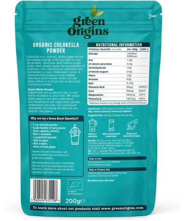 Green Origins Organic Chlorella Powder Broken Cell Wall 200g 200 g (Pack of 1) - Buy Online on GoSupps.com