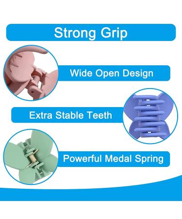 VENGABY Hair Claw Clips for Thick & Thin Hair - 12pcs Non-Slip Matte Butterfly Clips | Strong Hold Jaw Clip Hair Accessories for Women - Buy Online on GoSupps.com