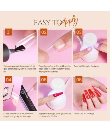 Beetles Easy Gel Tips Nail Extension Kit 5 In 1 Nail Glue Gel Base Coat with Pre-shaped Medium Almond Nails and UV LED Nail Lamp Acrylic Nail Clipper for Gel Art Polish DIY Manicure - Buy Online on GoSupps.com