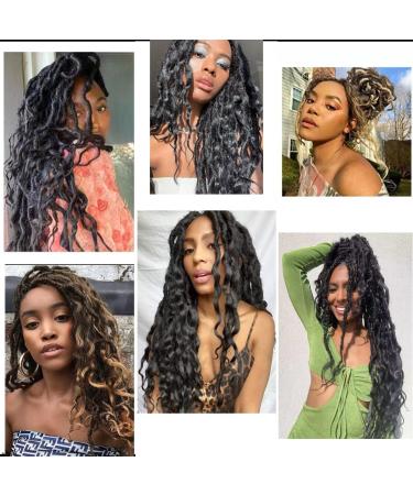 JVILO Goddess Locs Crochet Hair 24 Inch - 126 Strands, 7 Packs | Soft Synthetic Faux Locs with Curly Ends | Deep Wavy Crochet Hair for Black Women in 1B Color - Buy Online on GoSupps.com