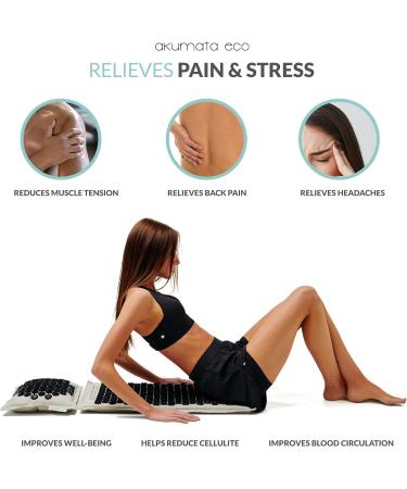 Akumata Eco Acupressure Mat & Pillow Set for Back & Neck Pain Relief | Full Body Massage Set - Linen & Black - Buy Online on GoSupps.com