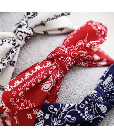 Paisley Print Wide Bow Headband for Women - Cute Rabbit Ear Hair Accessories - Buy Online on GoSupps.com