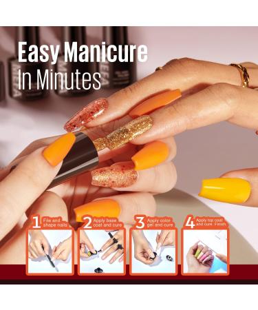 MEFA Gel Nail Polish Set 6 Colors Autumn Gel Nail Polish Glitter Orange Brown Red Gel Polish Set Soak Off UV Gel for Salon Home DIY for Women Yellow Brown - Buy Online on GoSupps.com