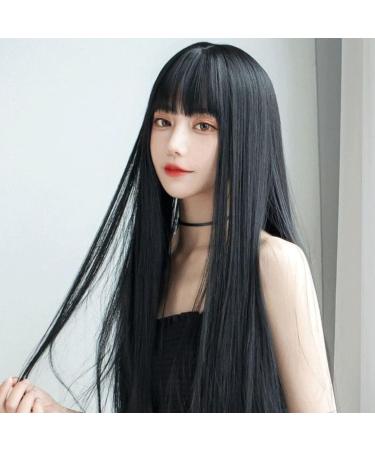 Hair Extensions for Women Wig Lady Black Long Hair Soft Girl Realistic Headwear Japanese Air Temperament Facial Thick Hair One Size Black - Buy Online on GoSupps.com