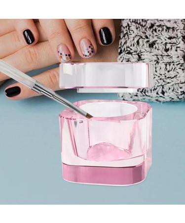 Folpus Nail Art Glass Dish with Lid Bowl Cup Holder Nail Art Tools Pink - Buy Online on GoSupps.com
