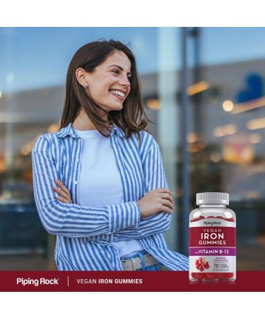 Piping Rock Vegan Iron Gummies Supplement | 70 Count | with Vitamin B-12 | Delicious Grape Flavor | Non-GMO Gluten Free - Buy Online on GoSupps.com