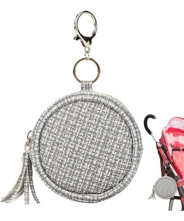 Intoximt PU Leather Pacifier Bag - Durable Holder with Clips for Boys & Girls - Keeps 2 Pacifiers/Nipple Shields - Light Gray | Perfect for Diaper Bags - Buy Online on GoSupps.com