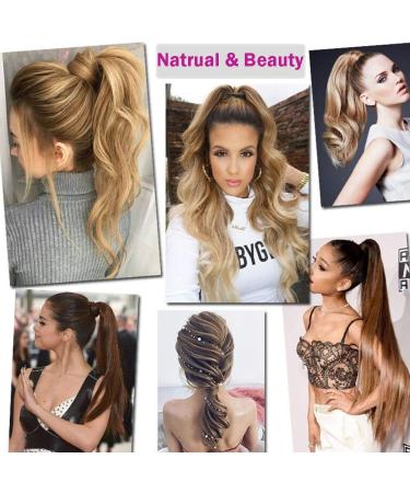 Clip in Ponytail Extension Wrap Around for Women Long Synthetic Natural Wavy Curly Hair Pony Tail Hair Extensions 17 inch Light Auburn - Buy Online on GoSupps.com