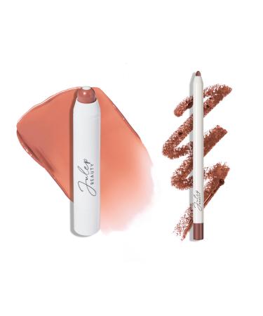 Julep The Perfect Pair 2pc Set It's Balm Tinted Lip Balm Rosewood Nude and With a Trace Retractable Creamy Long-Lasting Lip Liner Nostalgic Neutral