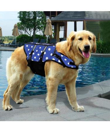 Dog Life Jacket for Swimming - Safety Vest with Grip for Small & Large Dogs (Blue Dot L) - Best for Puppies & Lifeguards - Buy Online on GoSupps.com