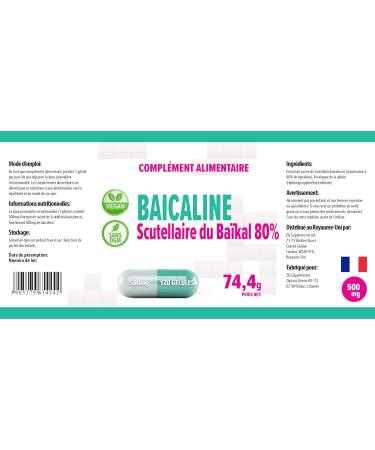 Hepatica Baicalin from (Scutellaria baicalensis) 500mg 120 Vegan Capsules Certificate of Analysis by AGROLAB Germany High Potency Gluten & GMO Free - Buy Online on GoSupps.com