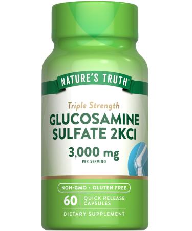 Nature's Truth Glucosamine Sulfate Capsules | 3000mg | 60 Count | Triple Strength | Non-GMO & Gluten Free Supplement