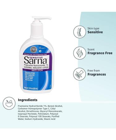 Sarna Sensitive Anti-Itch Lotion - Steroid-Free, Fragrance-Free, 7.5 fl oz - Buy Online on GoSupps.com