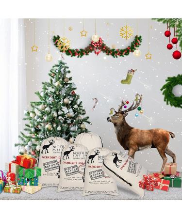 6 Pack Large Christmas Santa Sacks - Xmas Canvas Cotton Stockings with Drawstrings | Pattern 6 - 19.5 X 27.5 | Festive Holiday Gift Bag Set - Buy Online on GoSupps.com