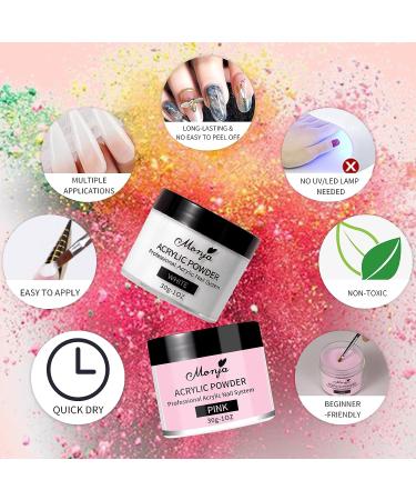Monja Acrylic Powder Kit - Professional Nail System for Women - 4 Colors (Clear, Nude, Pink, White) - Long Lasting & No Need for Nail Lamp - 1oz x 4PCS - Buy Online on GoSupps.com