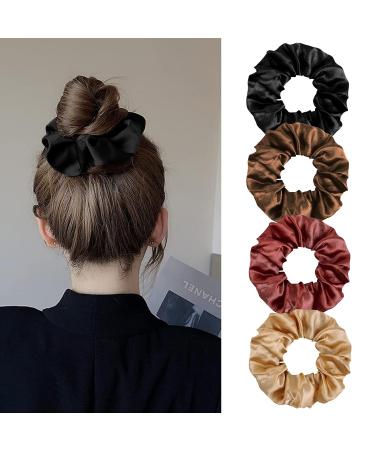 Japior 8-Pack Large Hair Claw Clips & 4-Pack Stain Hair Scrunchies Set for Women - Neutral Colors - Non-slip Square Clips - Ideal for Thin to Thick Hair - Buy Online on GoSupps.com