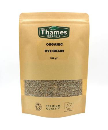 Organic Rye Grain - Whole Grain No Additives or Preservatives - Vegan Raw GMO-Free Certified Organic - Nutritious and Flavorful - Ideal for Baking and Cooking - Thames Organic 500g