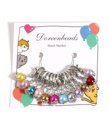 12Pcs Stitch Marker Charms for Knitting-Crochet Locking Stitch Marker Clip on Charms for Crocheting Weaving Sewing Jewelry Making DIY Craft(Colors Randomly Shipped) Colorful Pearlescent Beads-12Pcs
