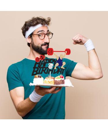 G-LOVELY'S Gym Happy Birthday Cake Decorations Glitter Weight Lifting Themed Cake Toppers Fitness Barbell Kettlebell Party Decor Supplies for Men Women Boy Girl and Fitness Lovers - Buy Online on GoSupps.com
