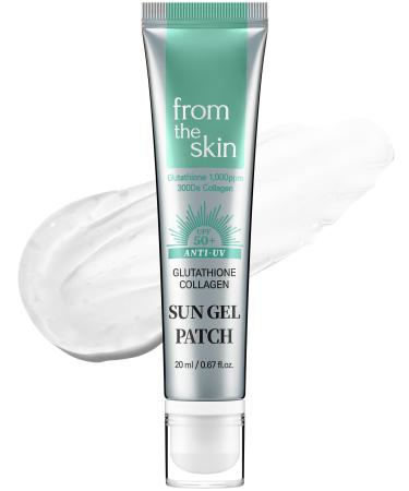 FROM THE SKIN Glutathione Collagen Sun Gel Patch Transparent Gel to High Adhesion Invisible UV Shade Patch - UVA/UVB Block for Outdoor Activities - For All Skin Types and Tones 0.67 fl.oz.