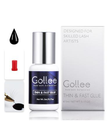 Golle eyelash adhesive for eyelash extensions adhesive eyelash glue black waterproof (0.17fl.oz/5ml)/No Tears Formula/fast 1 seconds/max bond 6-7 weeks/only for professional black-1s - Buy Online on GoSupps.com
