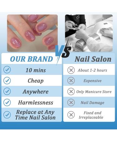 24-Piece Jelly Pink Press-On Nails - Short Angular French Artificial Nails for DIY Manicure | Full Cover Acrylic Fake Nails for Women & Girls - Buy Online on GoSupps.com