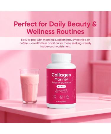Nitidissima Nutribrain Hydrolyzed Marine Collagen + Hyaluronic Acid Formula 5-in-1 Beauty & Wellness Blend with CoQ10 Biotin & Vitamin C Vegan Friendly Non-GMO 150 Capsules - Buy Online on GoSupps.com