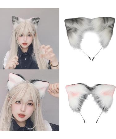 amangul Cosplay Ear Headband Woman Students Carnivals Anime Character Hairband Ear Headbands Plush Christmas Hair Hoop(White Powder) - Buy Online on GoSupps.com