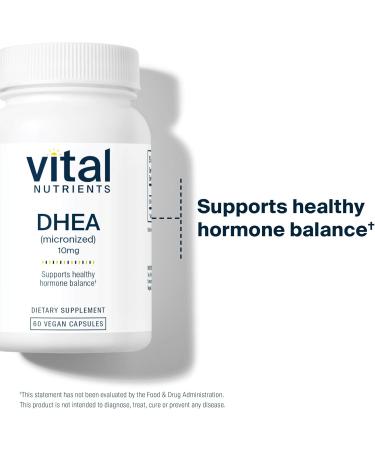Vital Nutrients DHEA 10mg | Vegan Hormone Balance Supplement | Supports Healthy Metabolism | Gluten Dairy Soy Free | 60 Capsules - Buy Online on GoSupps.com
