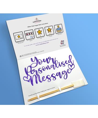 Fully Custom Premium Double Sided Glitter Card Cake Topper Sign & 25g Party Pack of Cake Sugar Sprinkles for your Celebration | Birthday Anniversary Leaving Cake Decoration (Bright Blue) Non-Prime Glitter Card: Bright Blue - Buy Online on GoSupps.com