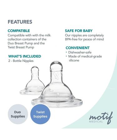 Motif Medical Slow-Flow Baby Bottle Nipples for Duo - Gentle Feeding Solution - Buy Online on GoSupps.com
