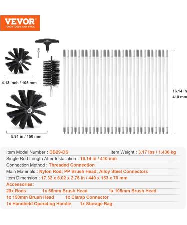 VEVOR 29-Piece 40FT Dryer Vent Cleaner Kit | Flexible Lint Trap Brush & Duct Cleaning Tools | Efficient Dryer Maintenance - Buy Online on GoSupps.com