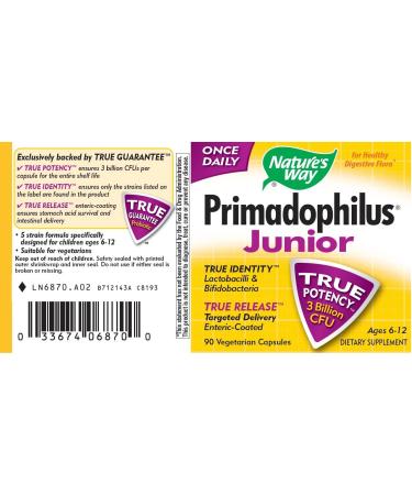 Nature's Way Primadophilus Junior Probiotics for Kids 6-12 | 90 Veggie Capsules - Buy Online on GoSupps.com