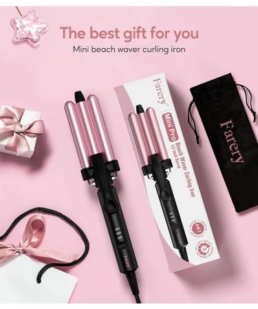 Buy Mini Hair Crimper & Waver - 3 Temperature Adjustable 3 Barrel Curling Iron for Beach Waves - Travel Size Dual Voltage Digital Temp - Rose Pink - Buy Online on GoSupps.com