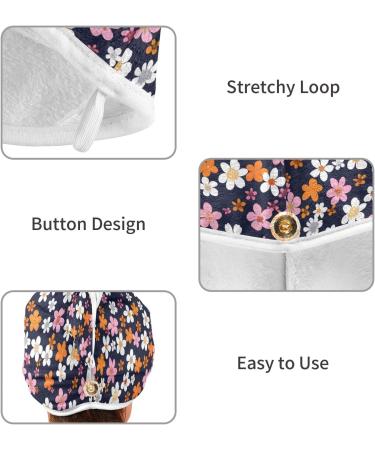 Small Flowers Hair Towel 2 Pack | Super Absorbent Quick Dry Hair Turbans for Women & Girls | Perfect Hair Drying Solution - Buy Online on GoSupps.com